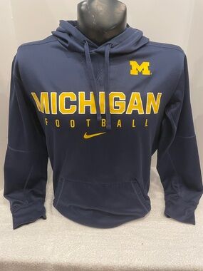 Adult Nike Dark Navy Blue Hoodie with University of Michigan Football Logo